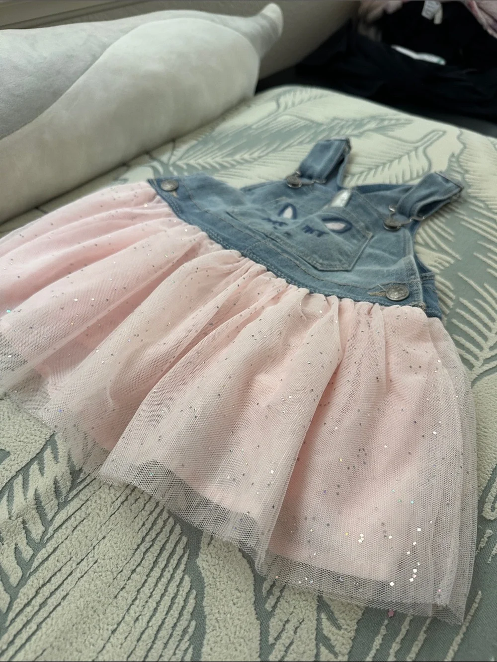 OshKosh B'gosh Denim Unicorn Overall Dress in Pink